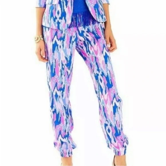 Lilly Pulitzer Saffron Amethyst One Too Many Jogger Pants XS - Picture 8 of 8
